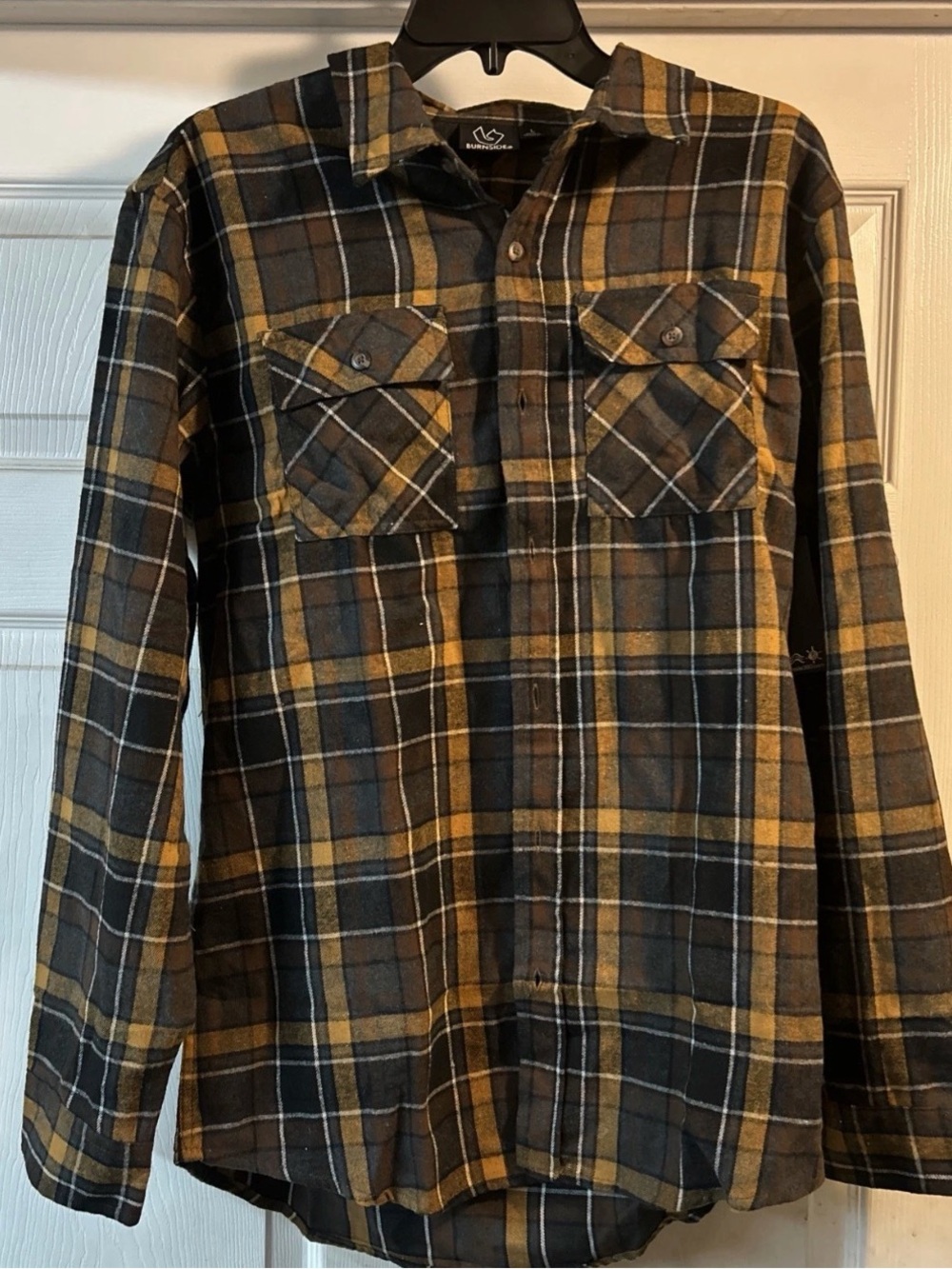 Burnside Black and Mustard Plaid Button-Down Shirt